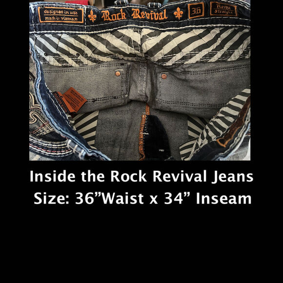 Rock Revival Remi RP3786J200 Straight Jeans Size: 36"waist x 34"Inseam - Picture 6 of 9